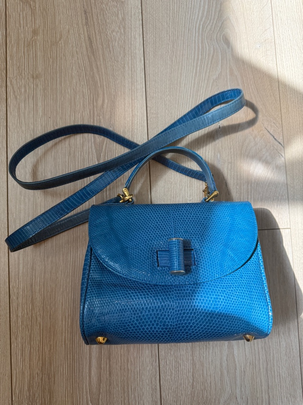 Blue Lizard Effect Titti Dell'Acqua Top Handle